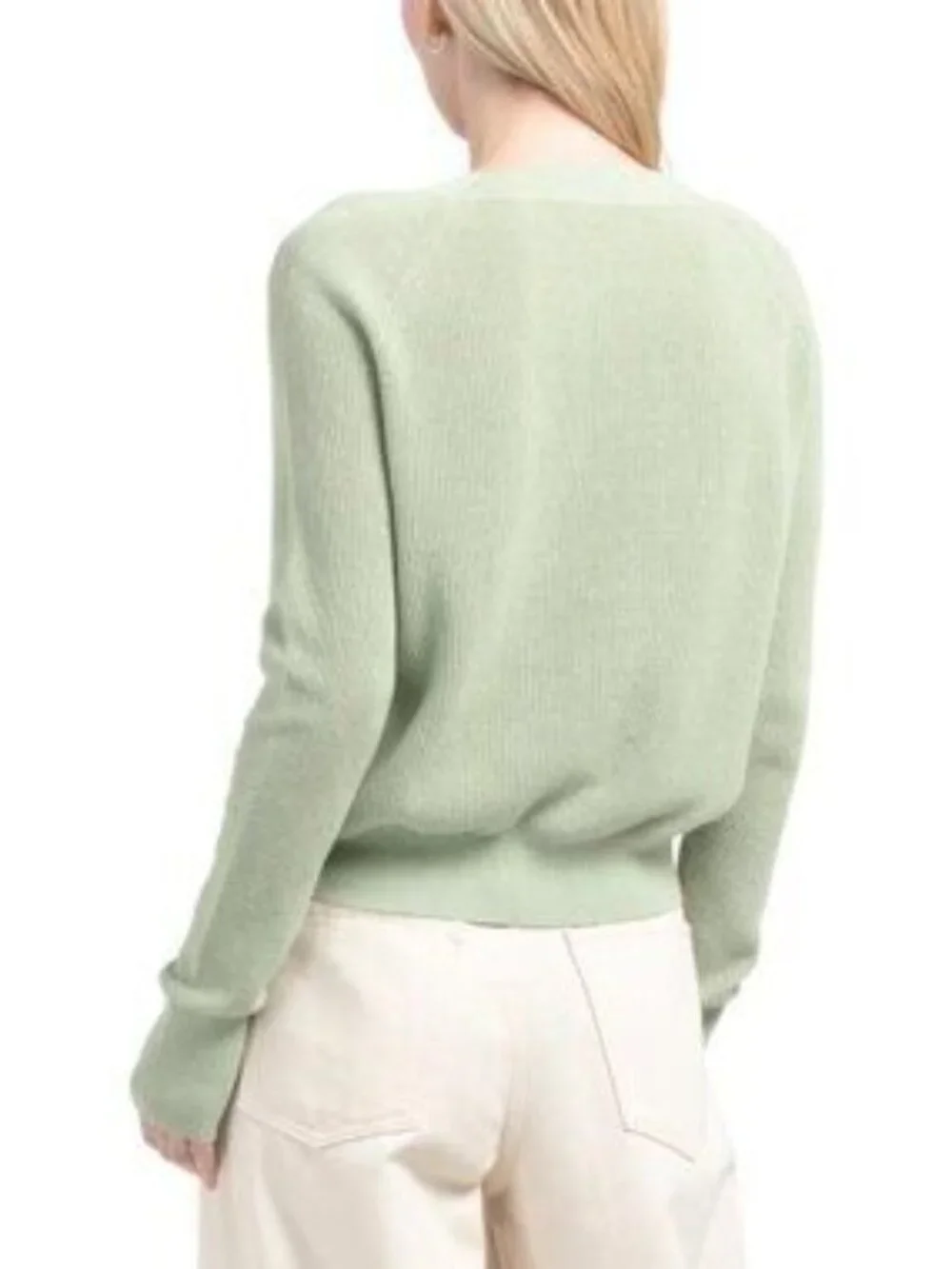 ELIE TAHARI Linen Blend Extended Shoulder V-neck Sweater - Picture 2 of 5